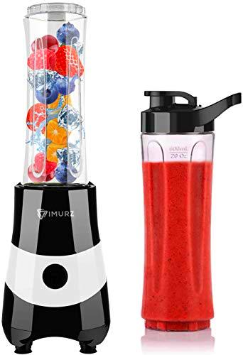 Mini batidora para smoothies y batidos, mini batidora de zumo con 2 Tritan Leakproof Licuadora sin BPA de 600 ml para oficina