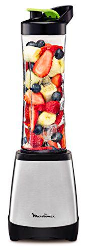 Moulinex Smoothie &amp; Twist LM1A0D10 Batidora individual con potencia de 300 W de 4 cuchillas con recipiente portátil de 600 ml