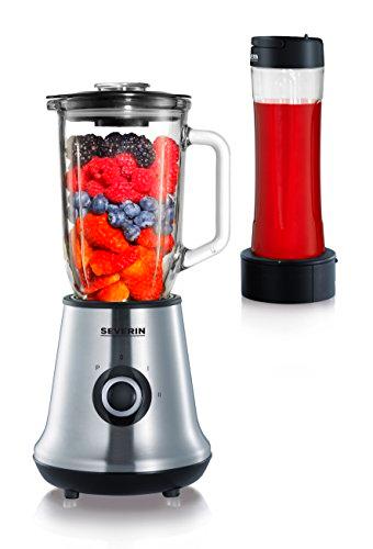 Severin SM 3737 Batidora Smoothie Mix &amp; Go, Incluso Recipiente de 1 L y un Vaso con Tapa de 600 ml