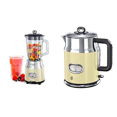 Russell Hobbs Batidora de Vaso Retro Jarra de Cristal de 1,5 L