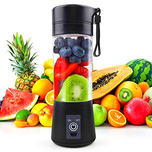 Licuadora Smoothie Maker Portable: Personal Portátil con 6 cuchillos de acero inoxidable sin BPA 380 ml