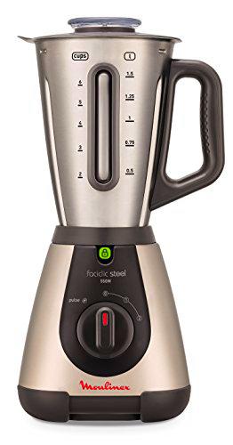 Moulinex Faciclic Steel LM320A10 Batidora vaso 550 W acero inoxidable muy ligero con cuchillas dentadas extraíbles