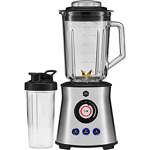 OBH NORDICA 7748 Blender Master Steel + Blender Acero Inoxidable 1,5L Sin BPA Material 6 cuchillas con recubrimiento de titanio Botella para llevar 1000 W