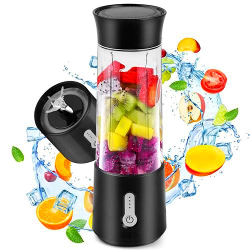 Jinlaili Licuadora Smoothie 500 ml, 4000mAh Licuadora Exprimidor USB Recargable