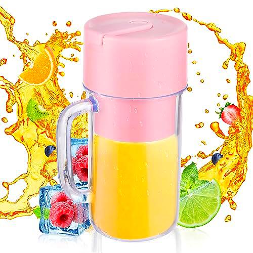 Gecheer Blender portátil para batidos y batidos de 340 ml licuadora con mango 6 cuchillas impermeable USB recargable Blender para el hogar