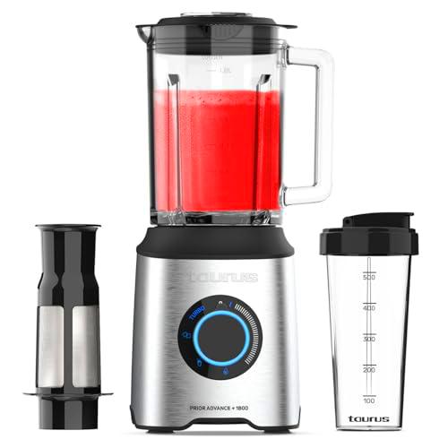 Taurus - Batidora de Vaso PRIOR ADVANCE+ 1800 | 1800W | 20 Velocidades TURBO + 4 Funciones| Picahielo | Smoothie | Apto para Lavavajillas | 6 Cuchillas | Filtro Antipulpa + Vaso Transporte | BPA Free