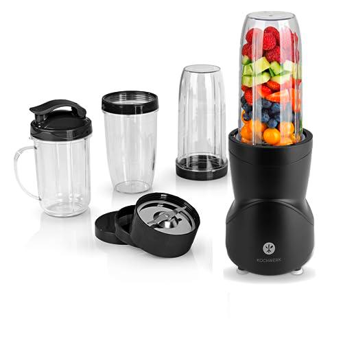 KOCHWERK Smoothie Maker 12 piezas | Tapa To-Go y 4 recipientes para batir | Para frutas