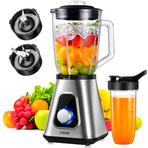 GDOR Batidora de vaso profesional de 1200 W, 2 - 1 batidora de smoothie maker combo