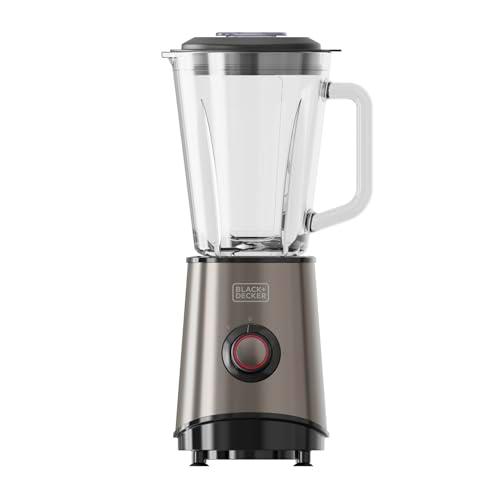 BLACK+DECKER - Batidora de Vaso 800W | Jarra de Vidrio 1.5L | 4 Cuchillas de Acero Inoxidable | Función Pulso &amp; Fácil | Varias Velocidad + Pulse | Picado de Hielo | Fácil Limpieza