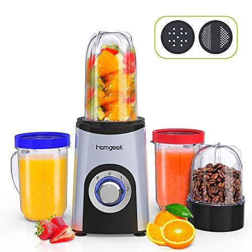 homgeek Batidora de Vaso, Licuadora Smoothies de Alta Velocidad con 350W