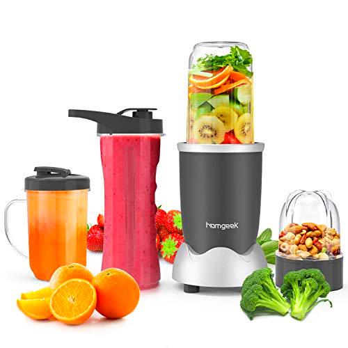 homgeek Batidora de Vaso, Licuadora Smoothies de Alta Velocidad con 500W