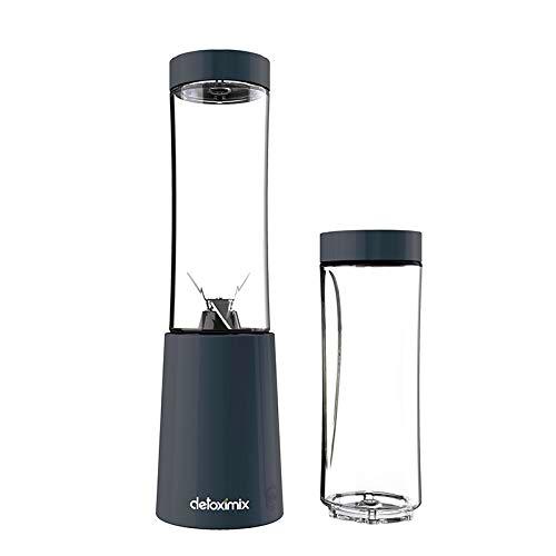 DETOXIMIX - Mini batidora ultracompacta 150 W – 2 botellas de plástico sin BPA 280 ml y libro de recetas batidos incluido (Grey anchor)