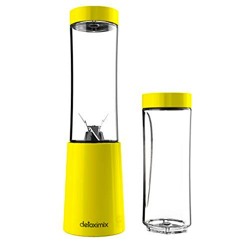 DETOXIMIX - Mini batidora ultracompacta 150 W – 2 botellas de plástico sin BPA 280 ml y libro de recetas batidos incluido (Green detox)